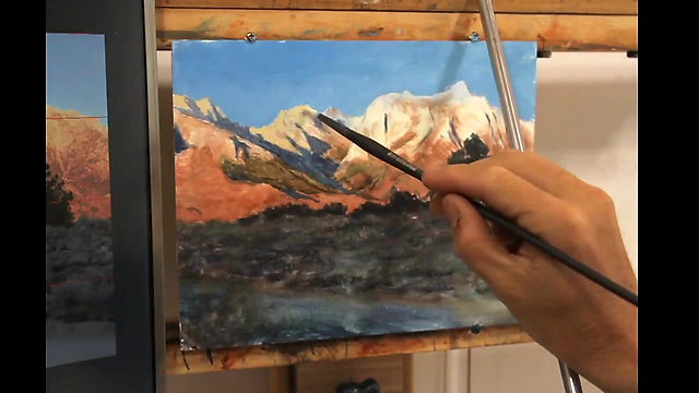 Casein painting of Mount Whitney Sample